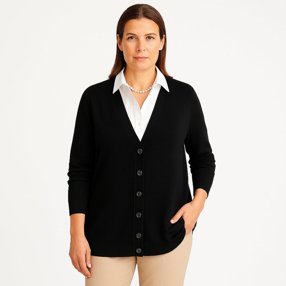 NWT Talbots Black Women's Cardigan Sweater Size 1X‎ Minimalist Modern Casual